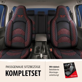Sitzbezüge passend für Opel Vectra in Schwarz Rot