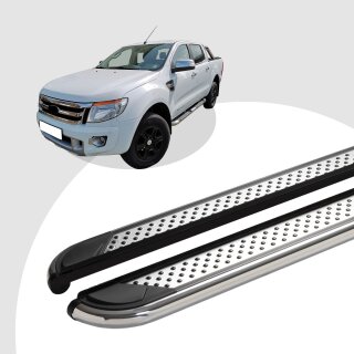 Trittbretter passend für Ford Ranger Model 2012 bis 2016 (Model: MYDO, Farbe: Chrom) mit ABE