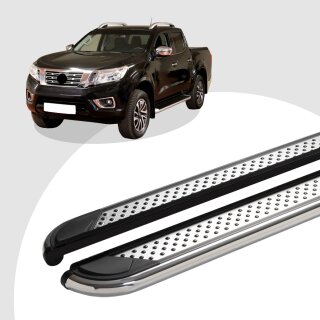 Trittbretter passend für Nissan Navara ab 07/2014 (Model: MYDO, Farbe: Chrom) mit ABE