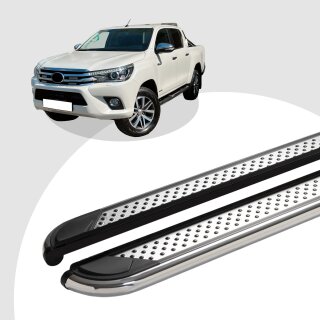 Trittbretter passend für Toyota Hilux Revo ab 05/2015 (Model: MYDO, Farbe: Chrom) mit ABE