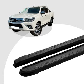 Trittbretter passend für Toyota Hilux Revo ab 05/2015 (Model: MAJA, Farbe: Schwarz) mit ABE