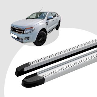 Trittbretter passend für Ford Ranger Model 2012 bis 2016 (Model: MAJA, Farbe: Silber) mit ABE