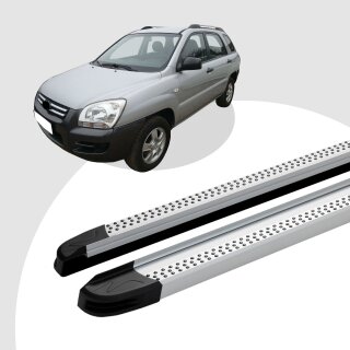Trittbretter passend für Kia Sportage ab 09/2004-12/2010 (Model: MAJA, Farbe: Silber) mit ABE