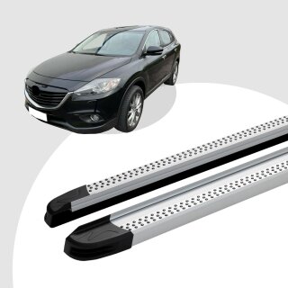 Trittbretter passend für Mazda CX-9 ab 01/2007-12/2015 (Model: MAJA, Farbe: Silber) mit ABE