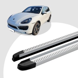 Trittbretter passend für Porsche Cayenne ab 06/2010-12/2017 (Model: MAJA, Farbe: Silber) mit ABE