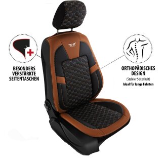 Sitzbezug für Fiat Ducato Einzelsitze mit Klettverschluss und integrierten  Kopfstütze schwarz