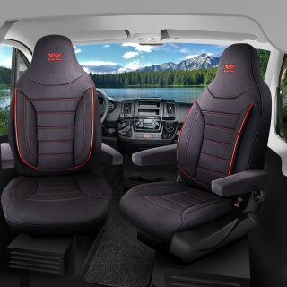Sitzbezüge passend für Carado Wohnmobil (Schwarz-Rot) Pilot 4.2