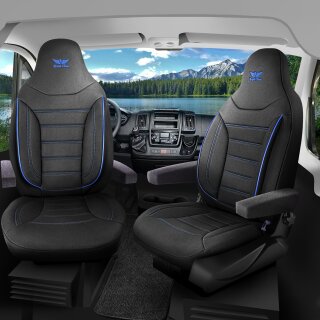 Sitzbezüge passend für Auto Sleepers Wohnmobil (Schwarz-Blau) Pilot 4.7