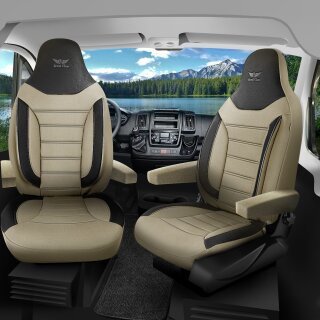 Sitzbezüge passend für Aguti Sitze Wohnmobil (Beige-Schwarz) Pilot 4.8